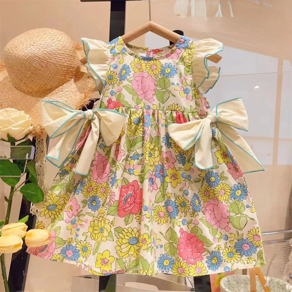 

Girls Princess Dress 2023 Summer New Sleeveless Floral Dresses Childrens Wear Girl Baby Clothing Sweet Princess Dress