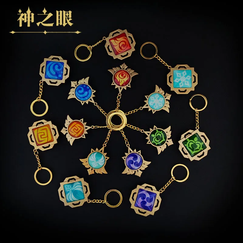 

Genshin Impact Anime Figures Keychain Vision Element God's Eye Accessories Cute Bag Pendant Gift Men Car Key Ring Action Toys