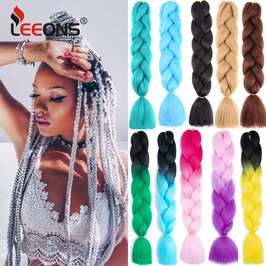 

2Pcs/Lot Jumbo Braiding Hair Synthetic Ombre Braiding Hair 24 Inch High Temperature Synthetic Braid Hair Extensions Blue Purle