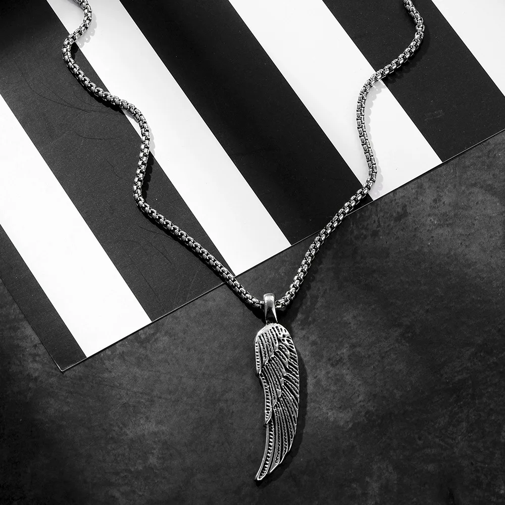 

New Angel Wings Pendants Silver Color Necklaces Men Women Alloy Steel Gothic Vintage Wing Pendant Mens Fashion Jewelry Aesthetic