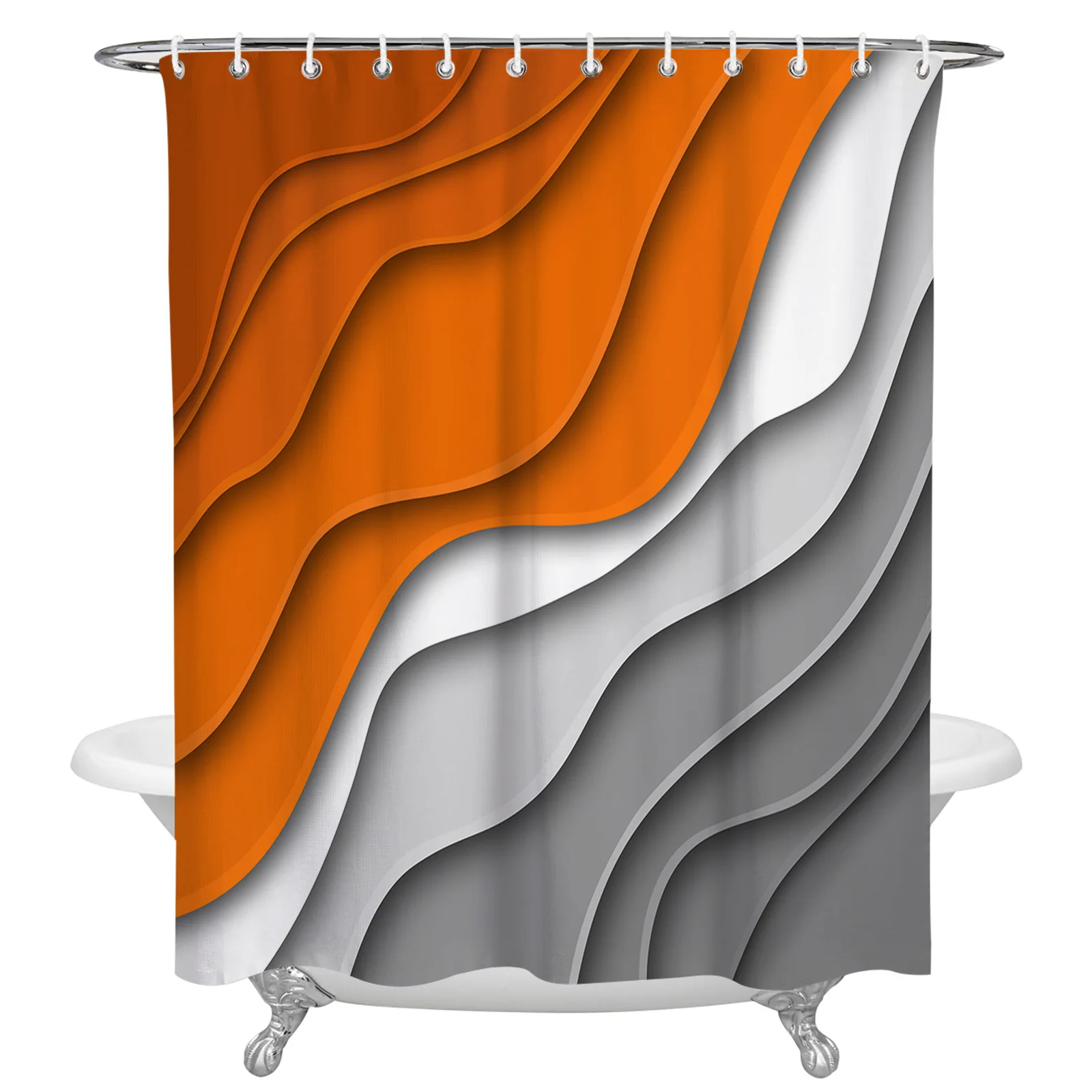 

Orange Grey Gradient Geometric Abstract Bathroom Shower Curtain Home Decor Polyester Fabric Waterproof Shower Curtains