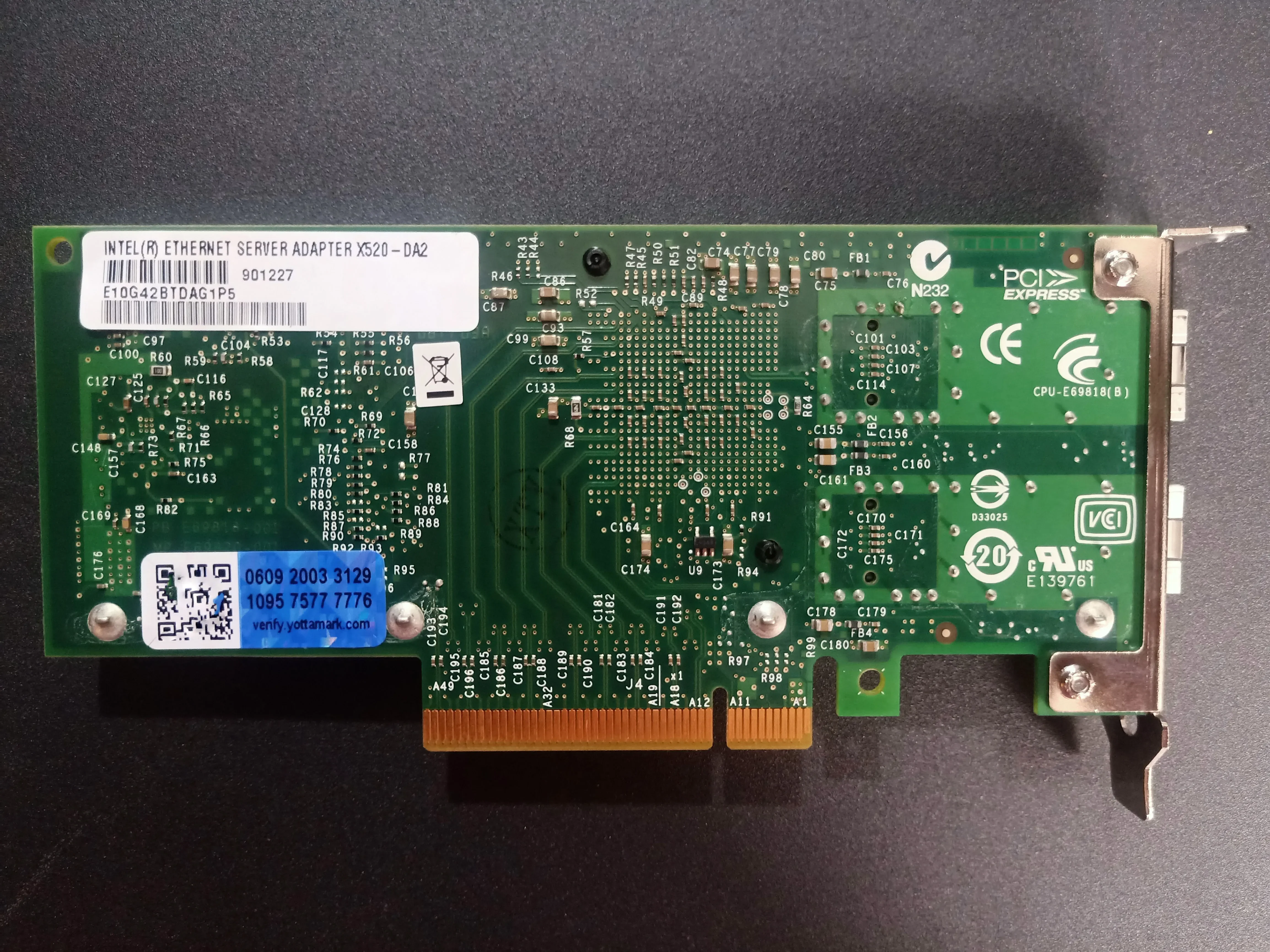 X520-Da 20000 МБ двойной оптический порт Nic 10G E10g42btda 82599es с синей этикеткой