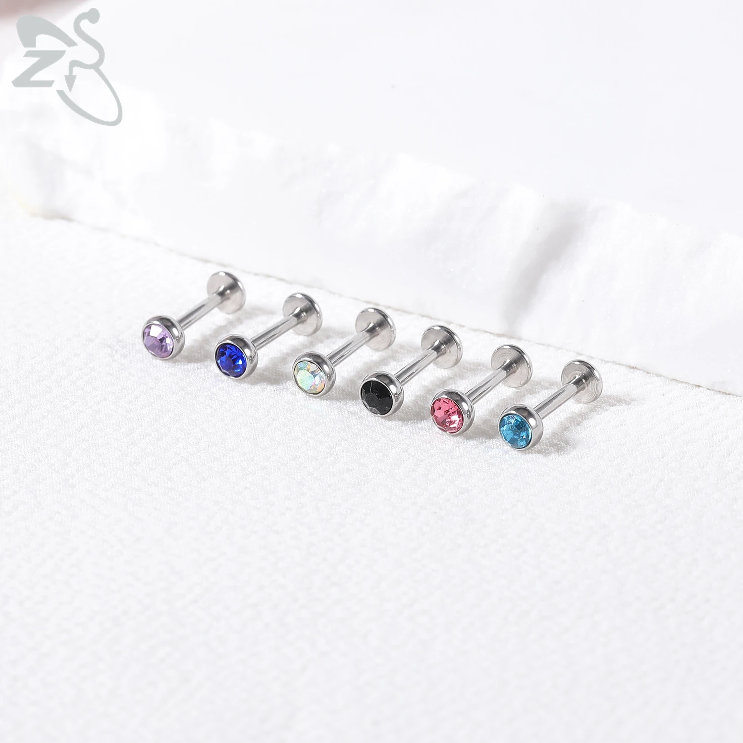 Фото Набор для пирсинга ZS 6-13 шт./лот, 16 г, из нержавеющей стали, для губ, кристалл Монро, гвоздик для губ, козелка ушной раковины, хрящевой Пирсинг 6/8... №3