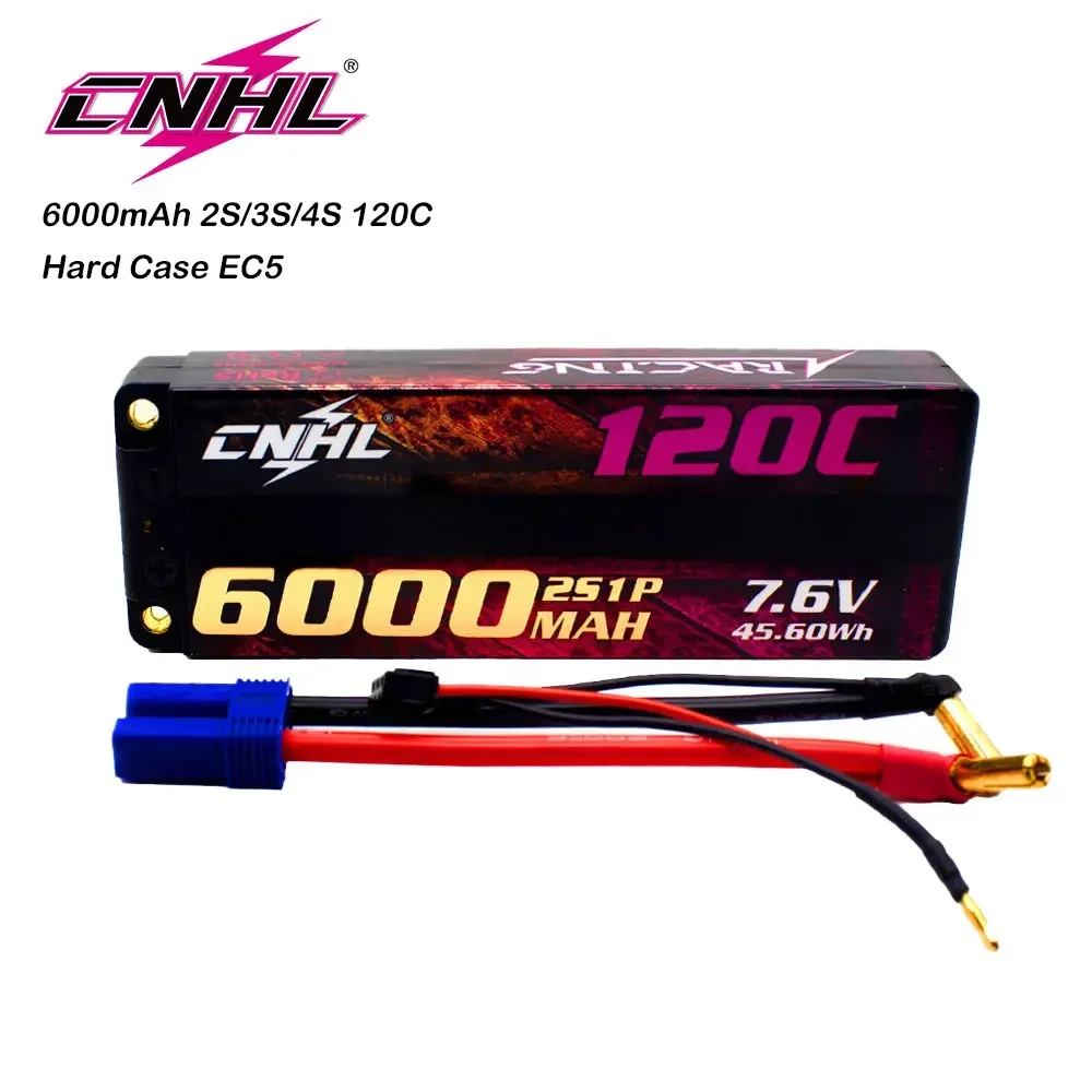 Фото CNHL 2S 3S 4S Lipo Батарея 6000 мАч 7,6 В 11,4 В 15,2 В 120C HV Жесткий чехол с разъемом EC5 для радиоуправляемого автомобиля Лодка Самолет Грузовик Танк Автомобиль №1