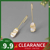 original design s925 silver vertical twine rough apatite drop earring for women pearl trendy earring fine jewelry christmas gift
