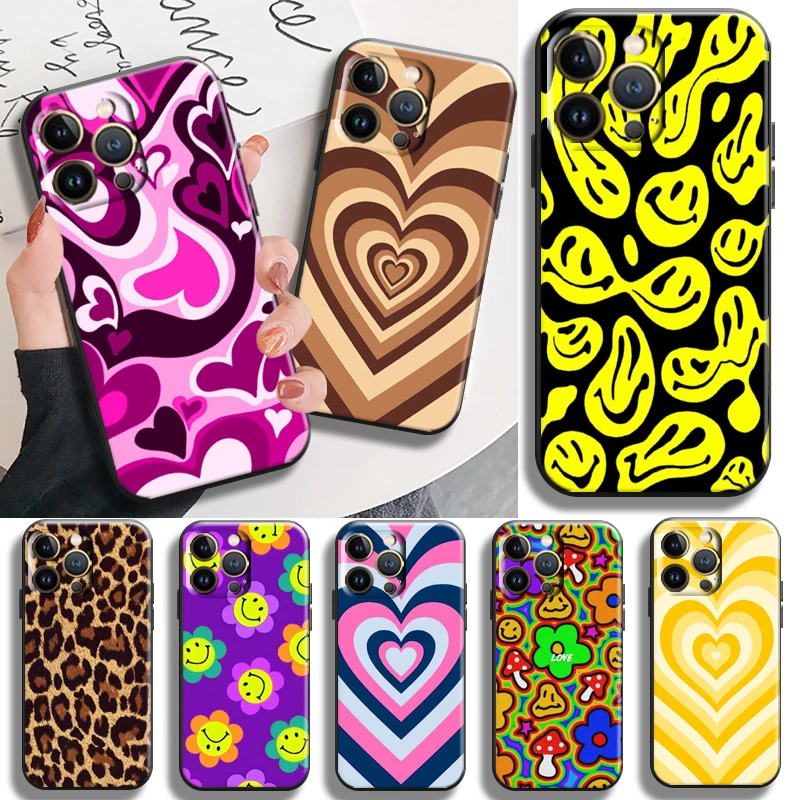 

Cute Heart Circle Phone Case For Apple iPhone 13 12 11 Pro Max X XR XS Max 5 5s 6 6S 7 8 Plus SE2020 13 12 Mini Coque Bumper