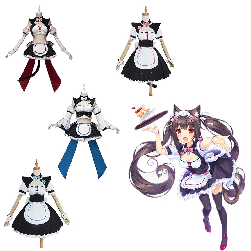 Костюм косплея для девочек в стиле Лолита "Шоколад Ваниль" из аниме "Nekopara" - подарок на Рождество, униформа для кафе "Мейд" на Хэллоуин и карнавал.