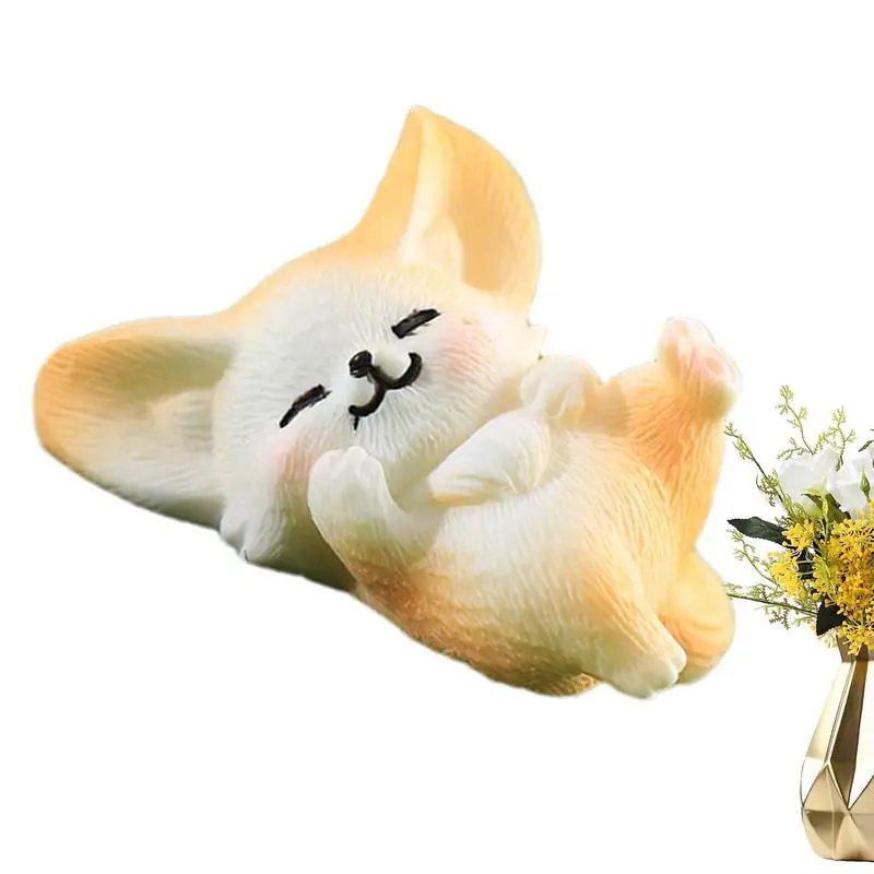 

Fennec Foxes Resin Ornament Miniature Animal Statute Fairy Garden Decoration Microscopic Landscape Ornaments