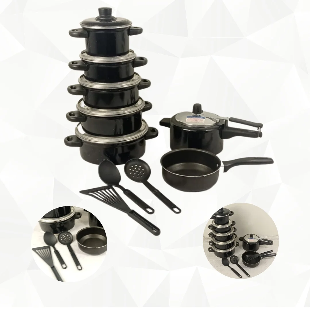 

Pot Set Basic Home 10 Pieces Aluminum Black Apple STORE