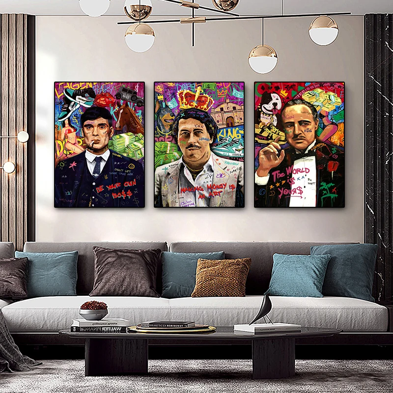 

Make Money Is An Art Graffiti Motivational Canvas Painting Boss Street Wall Art Pictures Godfather Pop Art Icon Posters Cuadros
