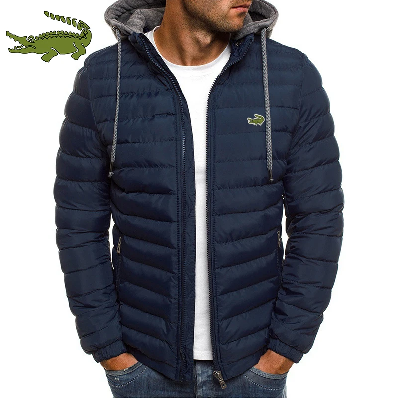 

Autumn and Winter New Men's Water and Wind-Resistant Cotton Parkas Fashion Casual Hooded Thickened Printed Warm Cotton Jacket