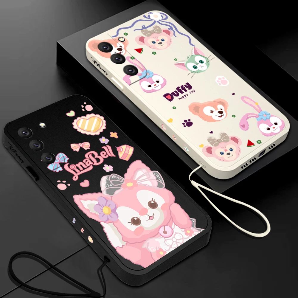 

Disney Cartoon Duffy Bear Phone Case For Samsung Galaxy S23 S22 S21 S20 Ultra FE S10 4G S9 S10E Note 20 10 9 Plus With Lanyard