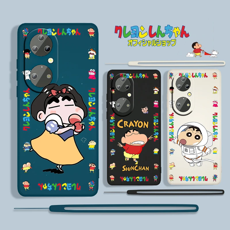 

Hot Anime Crayon Shin-chan For Huawei P50 P40 P30 P20 P Smart Z Pro Plus 2019 2021 5G 4G TPU Liquid Rope Phone Case Fundas Coque