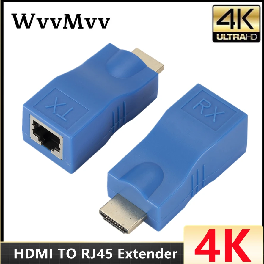 

WVVMVV 4K HDMI-compatible Extender Extension up to 30m Over CAT5e / 6 UTP LAN Ethernet Cable RJ45 Ports LAN Network