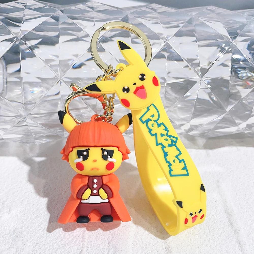 

Anime Peripherals Keychain Cosplay Demon Slayer Pikachu Silicone Pendant Keyring Cute Figure Pendant Decoration Accessories