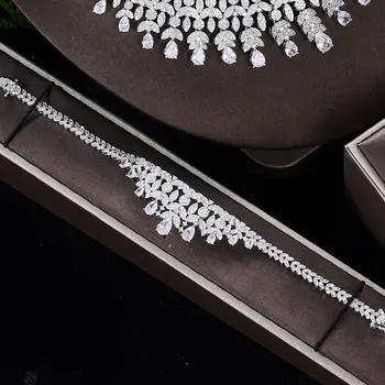Ingenious 4pcs Bridal Zirconia Full Jewelry Sets For Women Party, Luxury Dubai Nigeria CZ Crystal Wedding Jewelry Sets 2