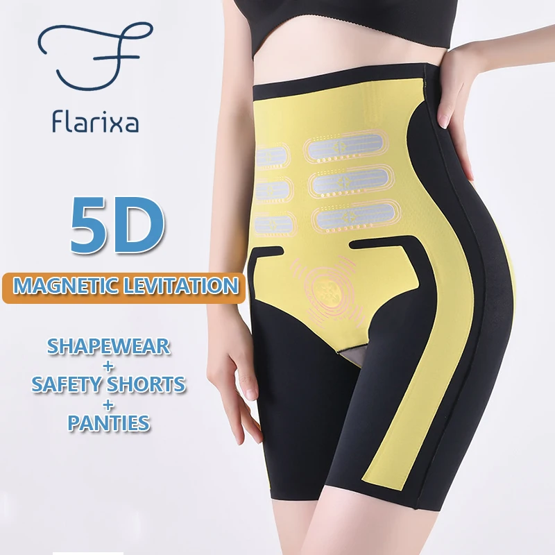 

Flarixa 5D Levitation High Waist Hip Lift Women Shapewear Shorts Thin Slim Fit Yoga Boxer Seamless Flat Belly Safety Pants M-2XL