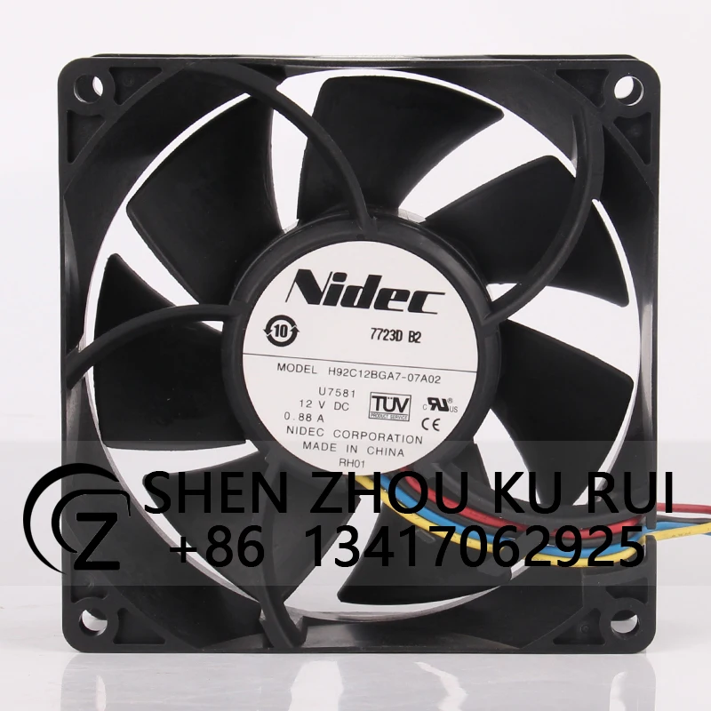 H92C12BGA7-07A02 вентилятор охлаждения для NIDEC 24V 48V DC12V 0.88A EC AC 92X92X38MM 9CM 9238 7723 3D B2 U7581, большой объем воздуха, 4 провода, PWM