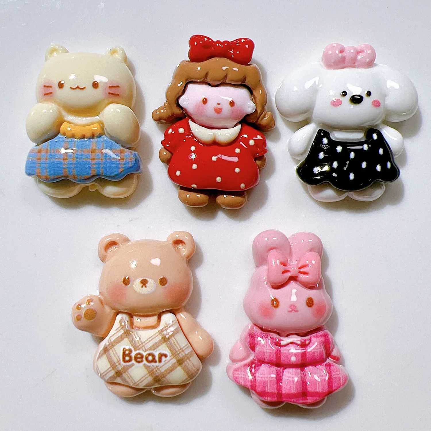 10 шт. милые фигурки героев мультфильмов для девочек кроликов щенков плоская