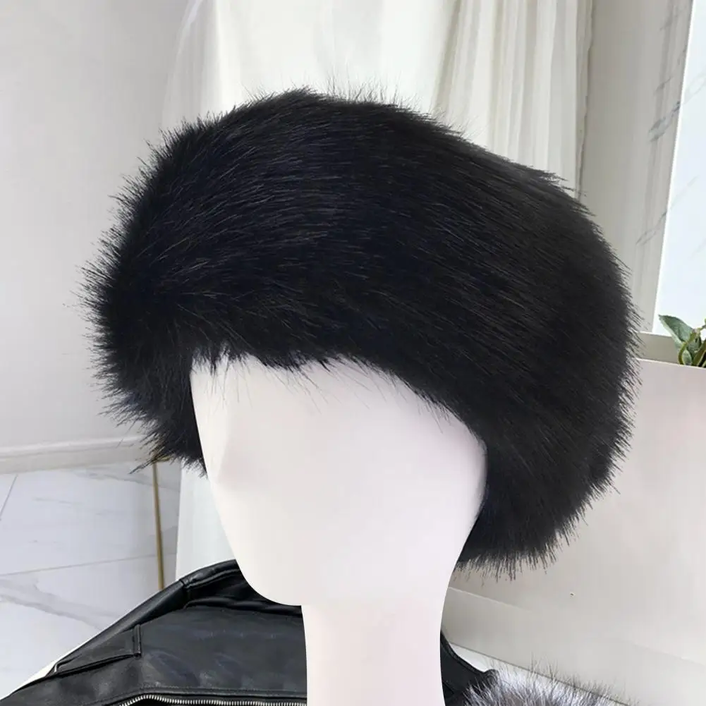 

Women Headwear Soft Fluffy Faux Fur Headband Cozy Winter Earwarmer For Women Elastic Anti-slip Ski Hat With Thick Warmth Unisex