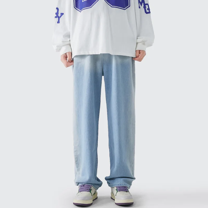 Blue Baggy Jeans Men Fashion Retro Gradient Straight Jeans Men Japanese Streetwear Hip-hop Loose Denim Pants Mens Trousers M-2XL