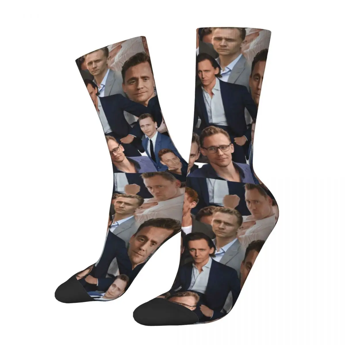 

Tom Hiddleston Photo Collage Socks Men's Women's Funny Happy Socks Spring Summer Autumn Winter Middle Tube Stockings Gifts