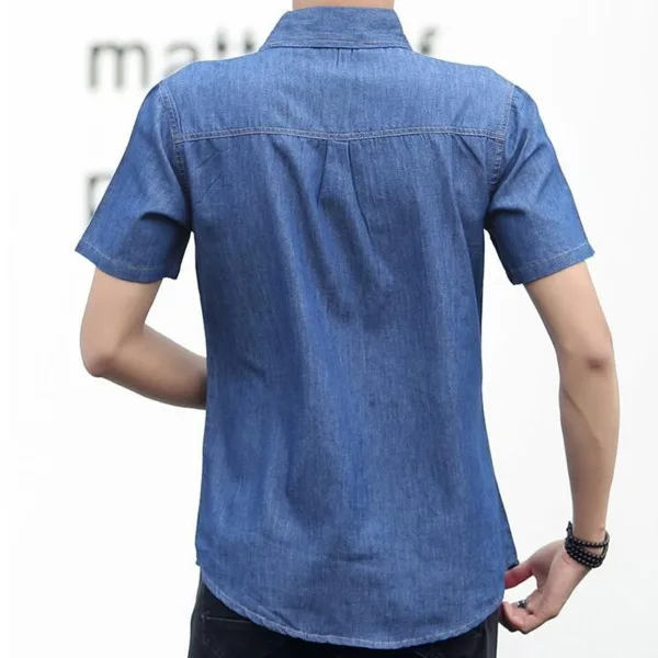 Summer 2021 Thin Casual Denim Shirt For Men Short Sleeve Slim Fit Cotton Dress Shirts High Quality Fashion Men Shirts