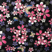 japanese style cherry blossom bronzing cotton fabric for clothing headflower pet collar diy sewing material by the meter