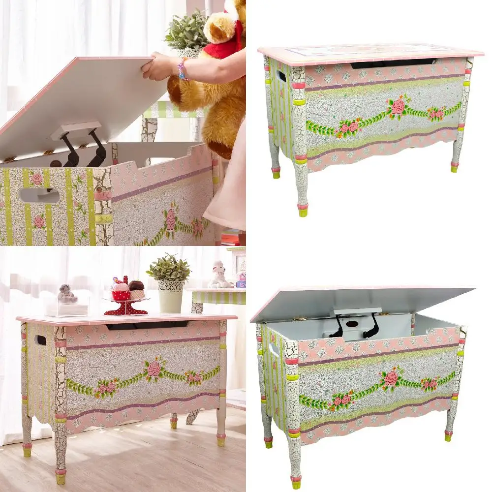

Delightful, Multi-Hued Crackle Rose Wood Toy Chests with 1 Gal Lid Capacity and Durable Build - Pop Up Fun!