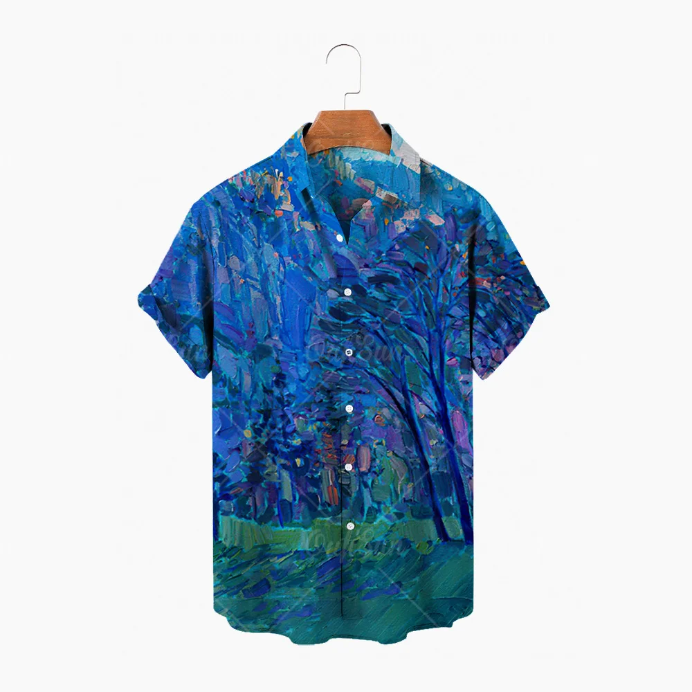 

Winter Forest 2022 Men's Hawaiian Shirt Fashion Summer Short Sleeve Harajuku Black Aloha Shirt Men's