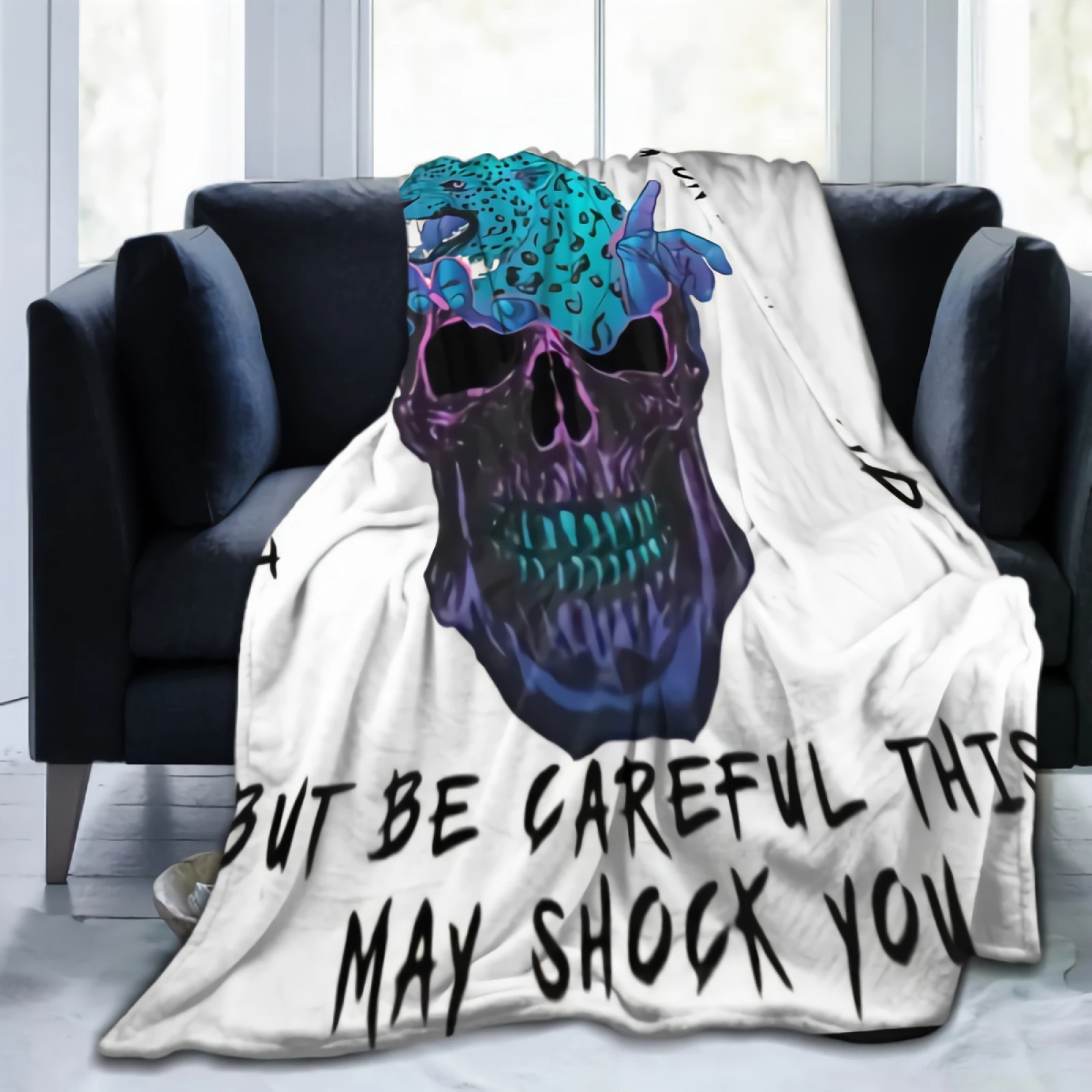 

Gothic Horror Skull Jaguar Hand Blanket Soft Cozy Throw Blankets Flannel Blankets for Couch Bed Living Room 50"x40"