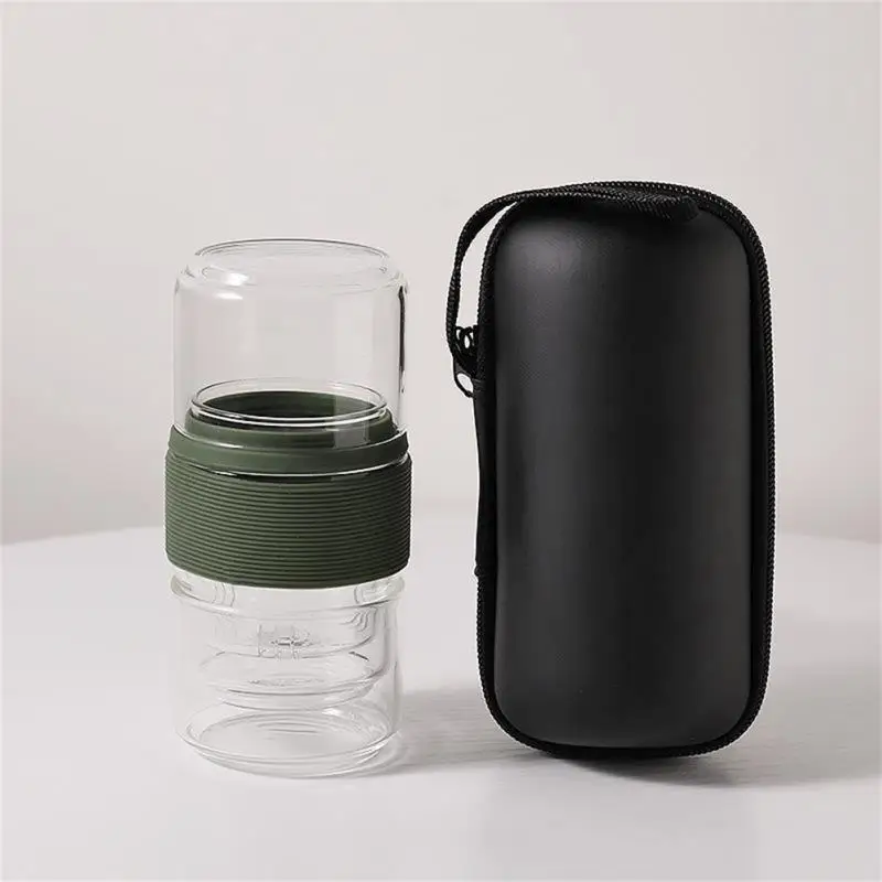 

Senior Equipped With Storage Bag Office Cup Heat-resisting Glass Heat-resistant Cup Household Tea Set Transparent Glass Tea Cup