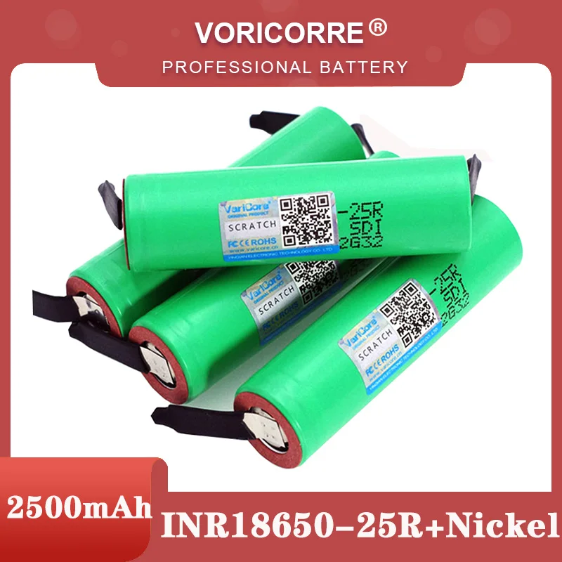  - 2022 100% New Brand 18650 2500mAh Rechargeable battery 3.6V INR18650 25R M 20A discharge batteries + DIY Nickel