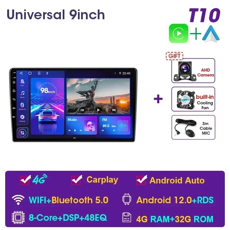

JMCQ 2 Din Android 12 4G NET 7/9/10,1-дюймовый автомобильный радиоприемник, мультимедийный видеоплеер, 2Din-навигация, GPS FM для Nissan Kia Honda VW