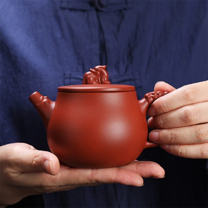 

Original Hand Made Raw Ore Cinnabar Purple Pot Kung Fu Tea Ceremony Set Ceramic Teapot Ball Hole Filter Tableware Drinkware Gift
