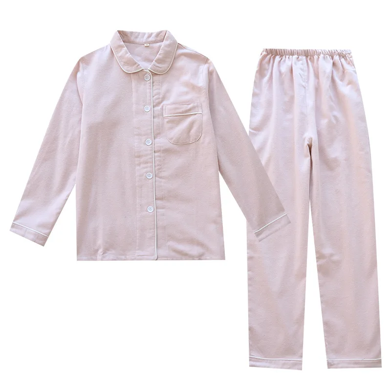 

Новая Всесезонная Пижама, Хлопковая женская одежда для дома, фланелевые простые брюки с длинным рукавом, тонкий Пижамный костюм для пары