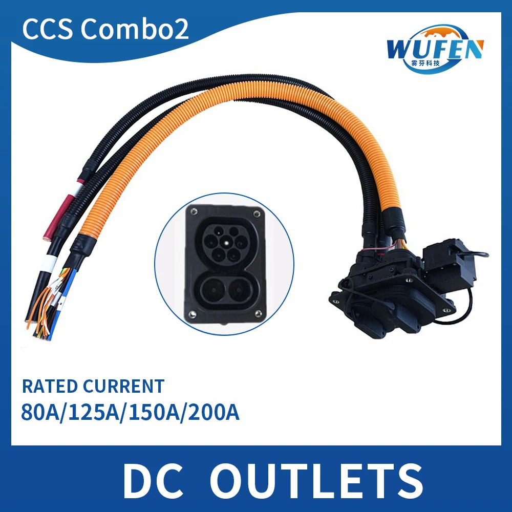 

DC Fast EV Charger Outlets 80A 125A 150A 200A Combo CCS 2 EV Car Male Socket Inlet 600V DC With 1m Cable