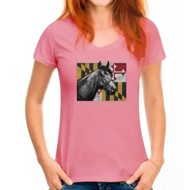 Футболка KJKJ Horse Thoroughbred с флагом MD мужская одежда Мэриленда True Colors футболки