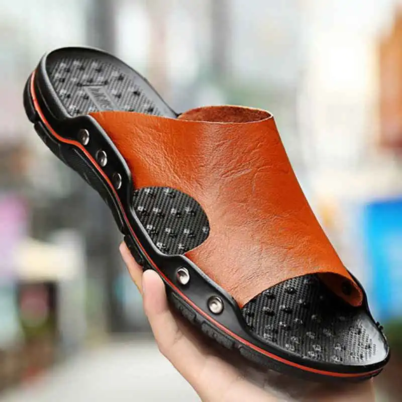 

Round-Toe Men's Beach Sandals Kawaii Shoes Men's Luxury Brand High Quality Platform Sandals 2021 Red Slippers Summer Man Tennis