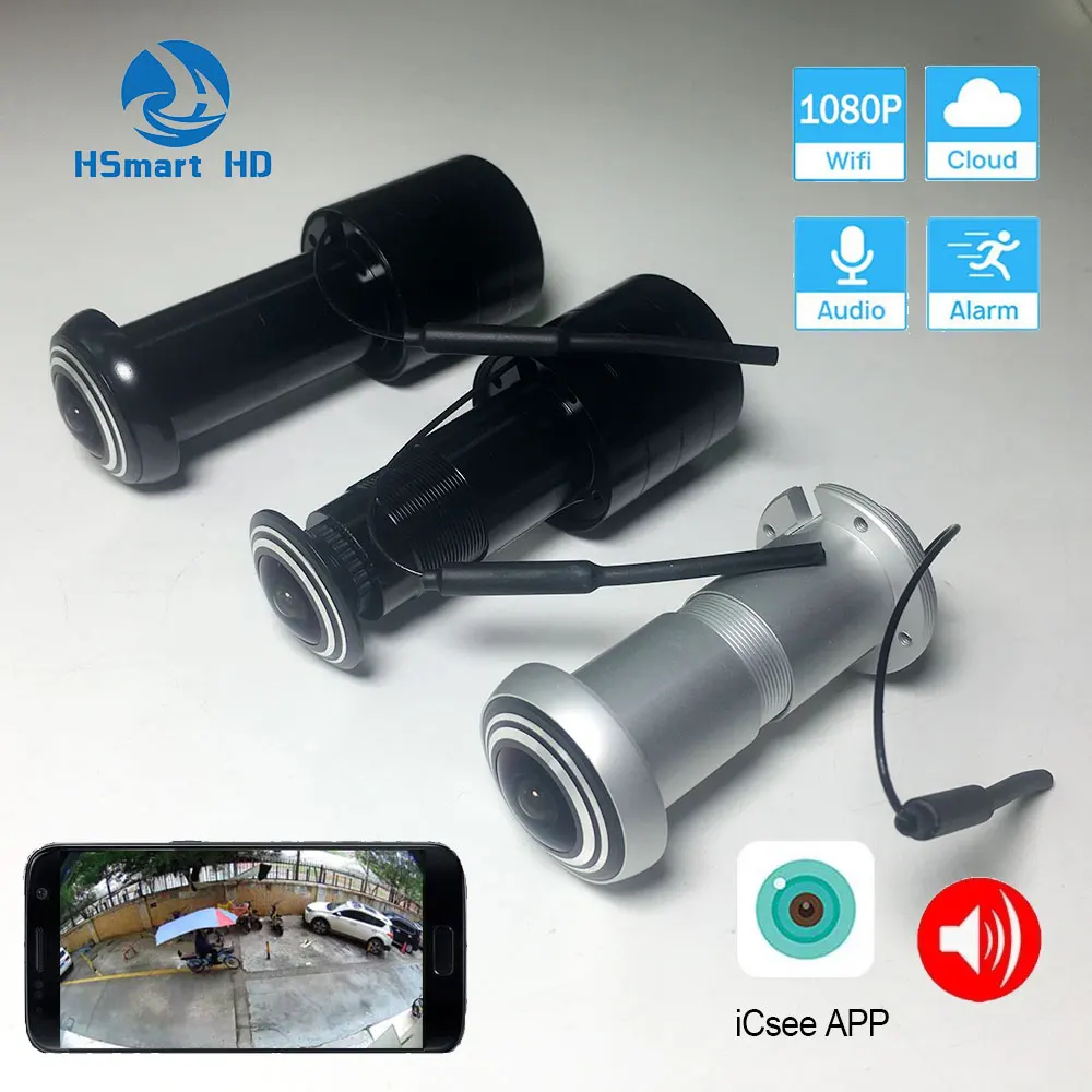 iCsee Door Eye Hole Security 1080P HD H.265 Wide Angle FishEye CCTV Network Mini Peephole Door WifI Camera P2P ONVIF