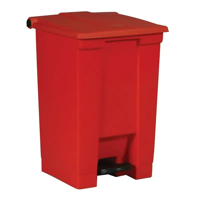 

gal Step-on Plastic Office Trash Can, Red Garbage Can