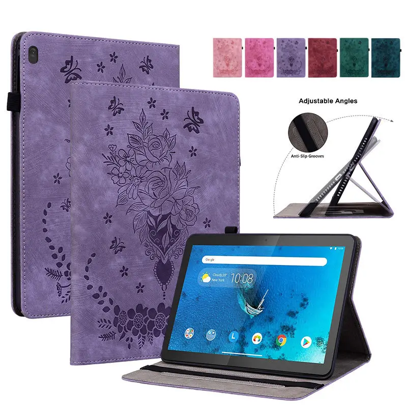 

Чехол для Lenovo M10 HD TB-X505F TB-X505L X505X M10 TB-X605F X605M X605N X605L 10,1 "Обложка Планшет Цветок розы с тиснением Flip Funda