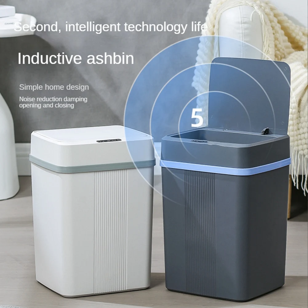 

18L Smart Sensor Can Garbage Bin for Office Kitchen Bathroom Toilet Trash Can Automatic Induction Waste Bins with Lid B