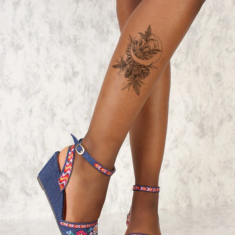 

Модная женская Временная тату-наклейка, черная эскизная Татуировка в виде подсолнуха, Переводные татуировки для мениска, тату для ног, рук, боди-арта, сексуальная искусственная татуировка