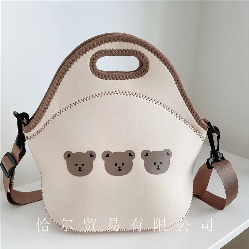 

Korea 2022 New Bear Mummy Bag Mother and Baby Bag Go Out Light Portable Lunch Bag Diagonal Bag