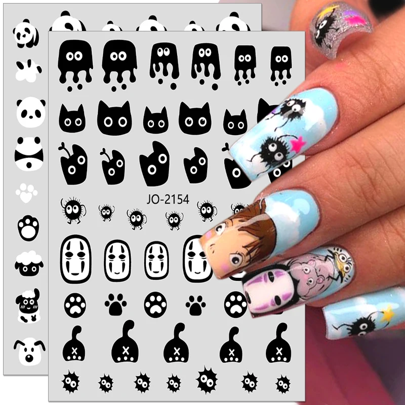 

Cartoon Faceless Male Cute Nail Stickers Cat Panda Bear Nail Art Stickers Heart Rose Flower Nail Decals Nail Decor Accessories