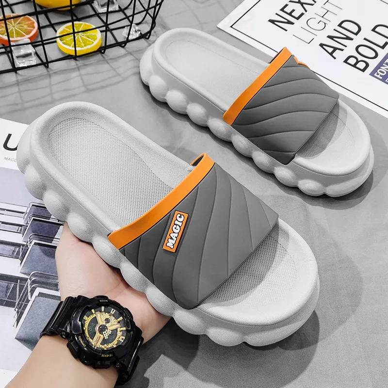 

Summer Home Women Men's Slippers Indoor Thick Non-slip Soft Couple Cartoon Flip Flops Beach Pool Sandals Waterproof Ladies Shoes