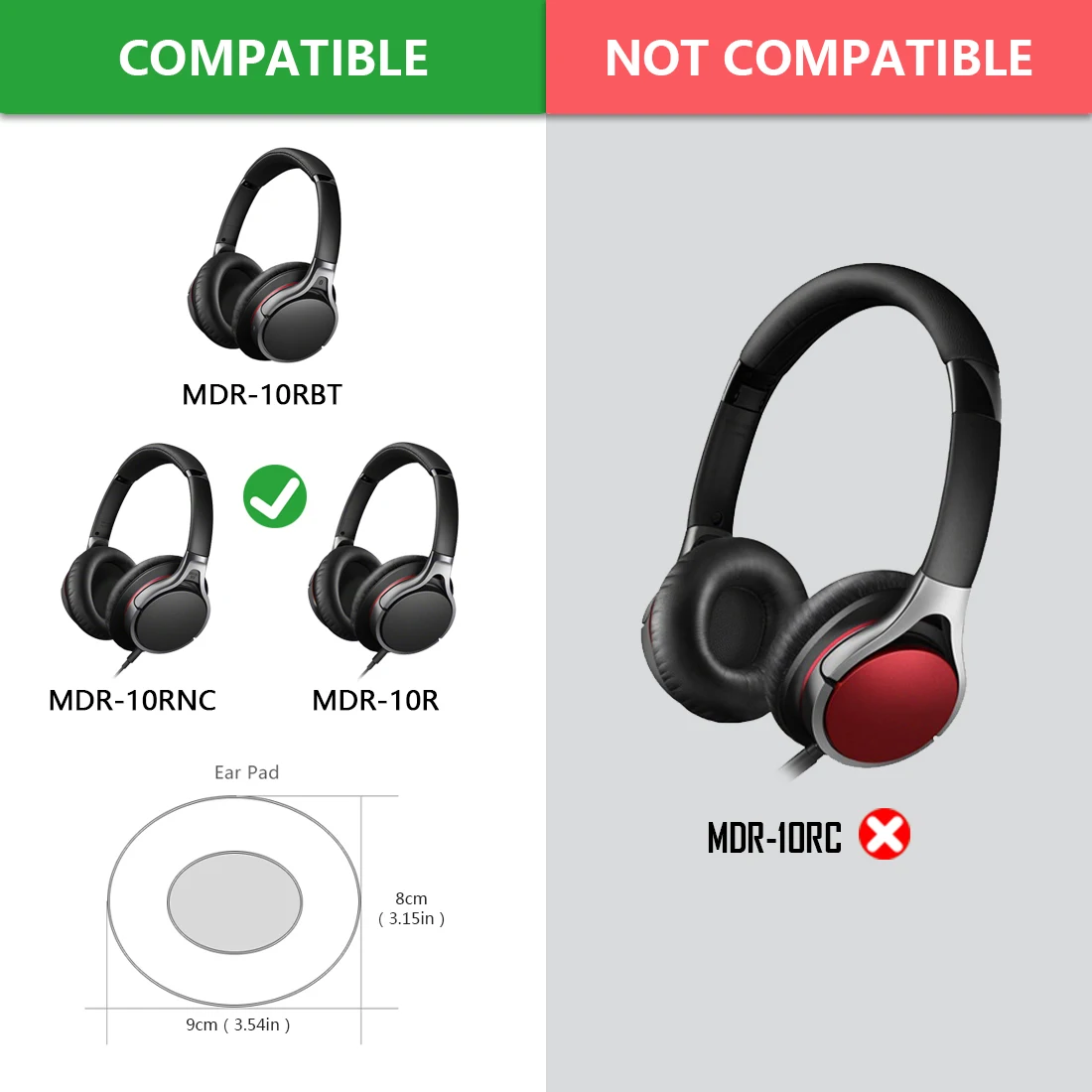 Сменные амбушюры Geekria QuickFit для наушников SONY MDR-10RBT MDR-10RNC MDR-10R
