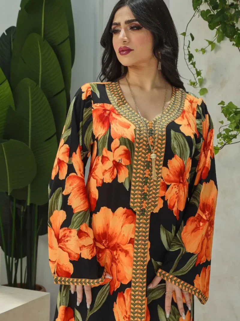 Elegant Autumn Muslim Women Dress Turkey Morocco Muslim Abaya Kaftan Eid Party Dubai Autumn Islam Long Robe Femme Vestidos 2022