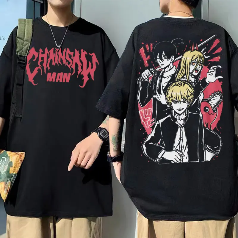 

Anime Chainsaw Man Denji Print T Shirt Manga Streetwear Aki Hayakawa Kon Tee Men Women Pure Cotton T-shirts Power Graphic Tshirt